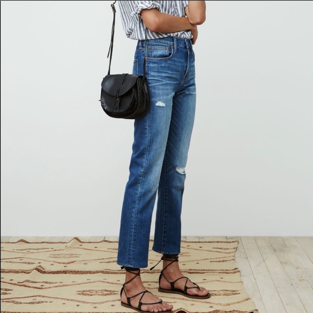 Madewell Straight Crop Distressed Jeans